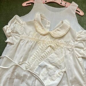 Vintage Set Feltman Baby Dress Slip Bonnet